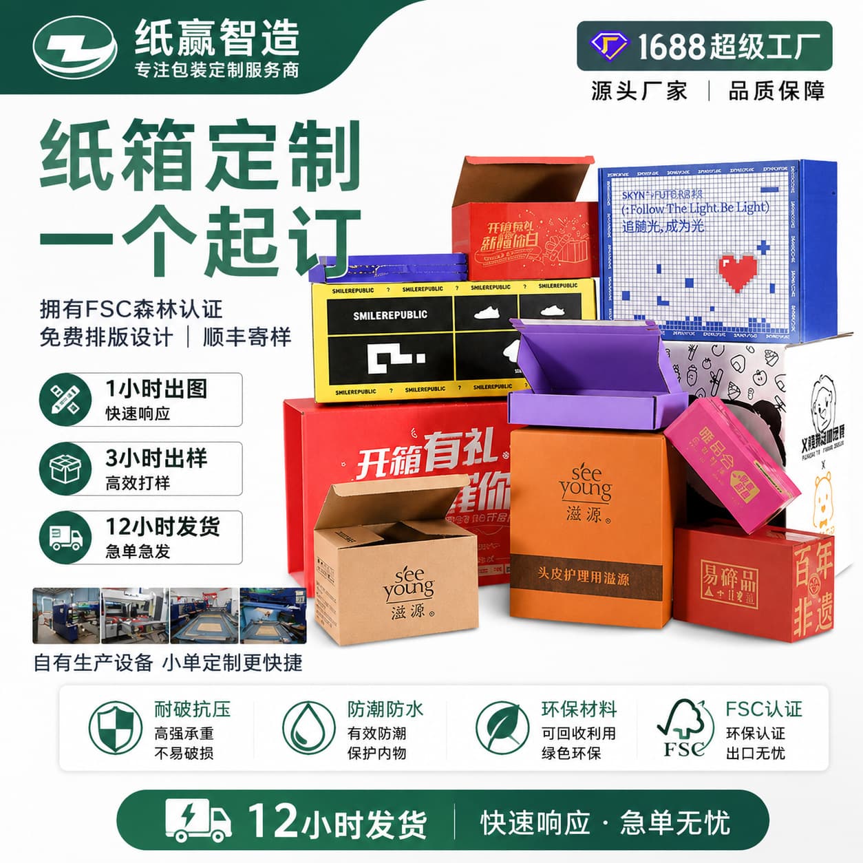 Customized printing cross-border buckle bottom box carton double insert box airplane box FBA corrugated carton outer box