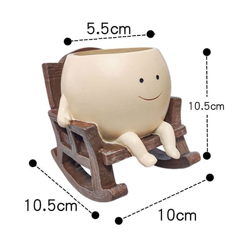 Rocking Chair Smiley Creative Flower Pot Cute Succulent Balcony Indoor Courtyard High Appearance Durable Garden Pot Decoration