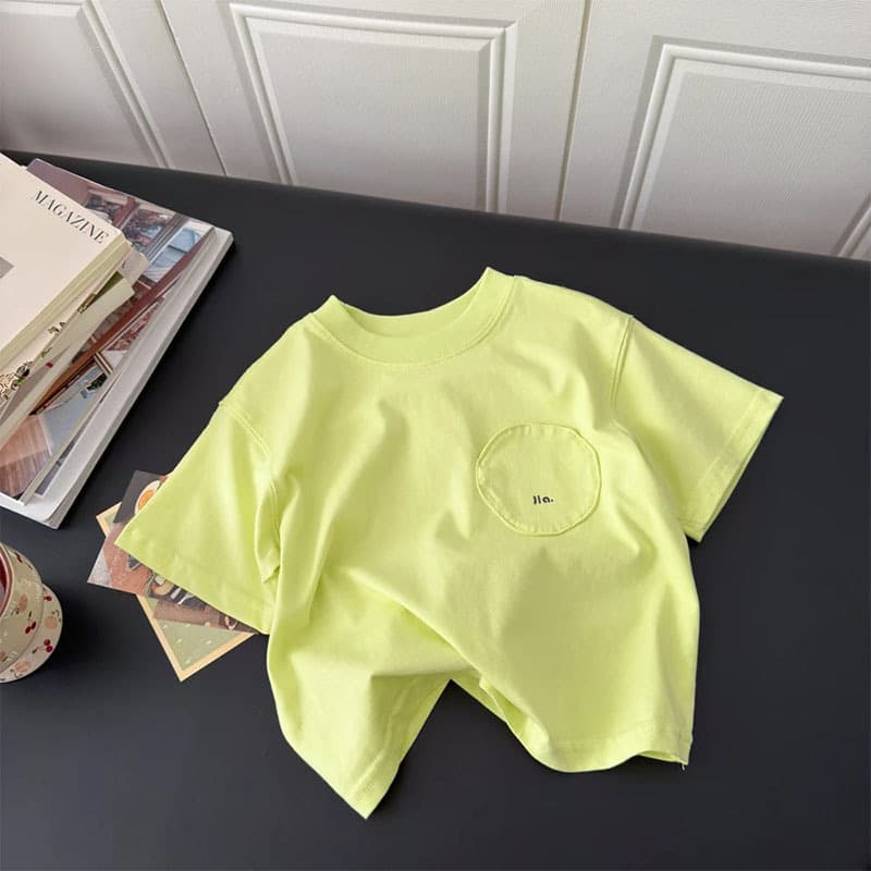 Fashionable Boys Neon Green Short Sleeve T-Shirt Kids Summer New Loose Round Neck Half Sleeve Stylish Top