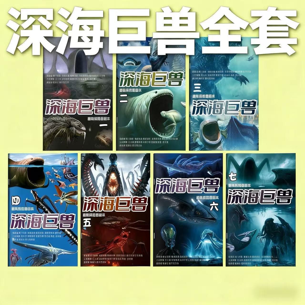Deep sea monster tracing book, Death Leviathan sea monster Blue painting book, children's line drawing coloring book