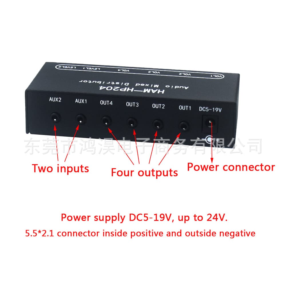 Ham-Hp204 Dual-Channel Stereo Audio Mixer Distributor Signal Chocker Switch 2 in 4 Out