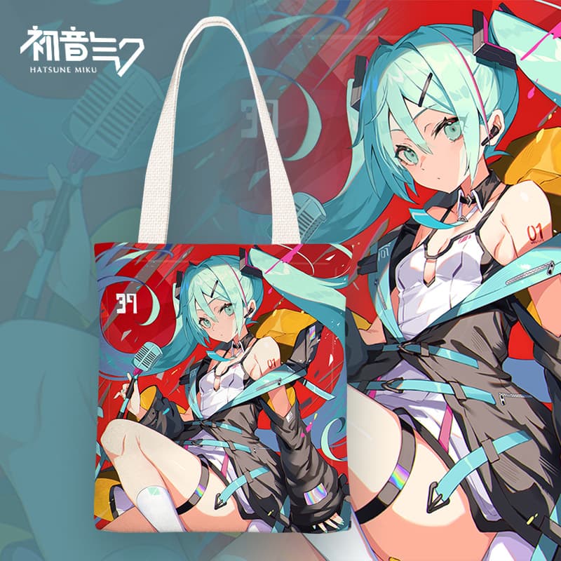 Hatsune Miku Ins Style Canvas Bag Women's Single Shoulder Simple Student Bag 2024 Spring Summer New
