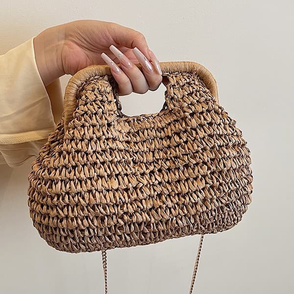 Beach Vacation Straw Woven Bag Women's Single Shoulder Crossbody Bag Casual Lightweight Handbag Woven Trendy Summer Style