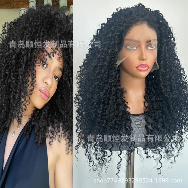 Black Synthetic Lace Front Wig with African Curls, Wholesale from Factory