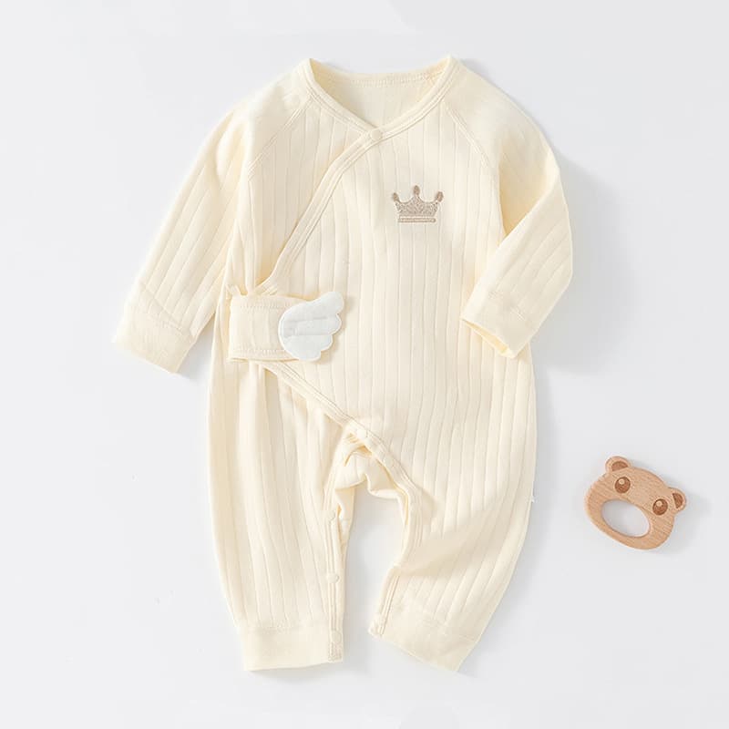 Newborn Hook-and-Loop Butterfly Gown Pure Cotton All-Season Infant Bodysuit Spring Autumn Class A Seamless Baby Romper