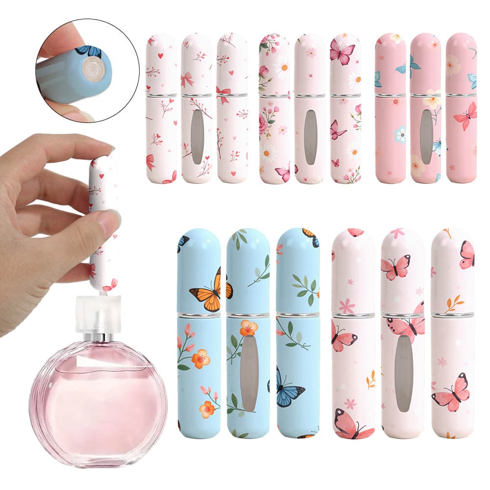 New Ready-Made Butterfly Print Perfume Bottle Sample Portable Travel Bottom Direct Refill Spray Bottle