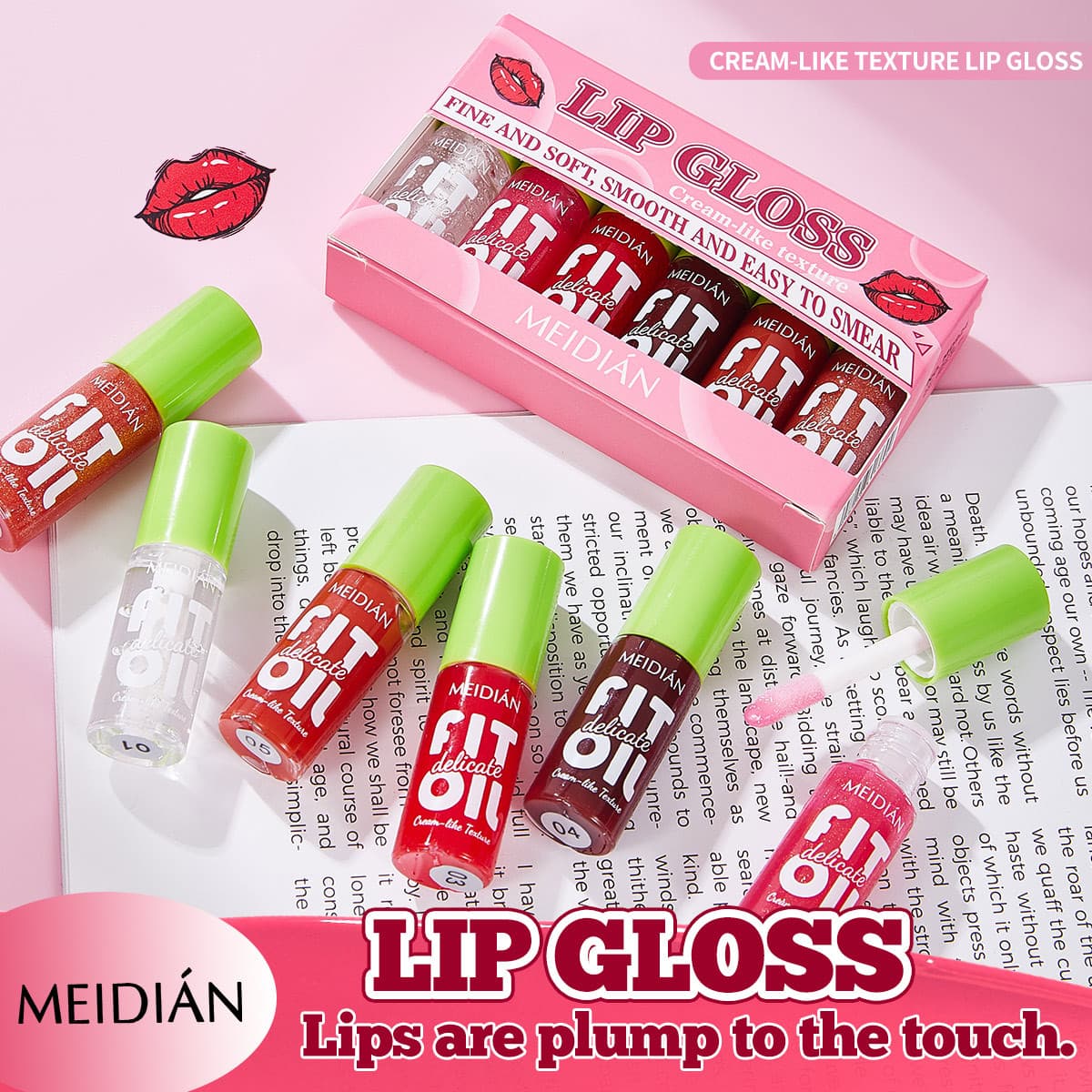 [Cross-border Trade] Lip Gloss Lipstick Brand Lip Gloss Lip Oil Lip Mud Natural Look Set Lipstick Multi-purpose Cream 6-Pack