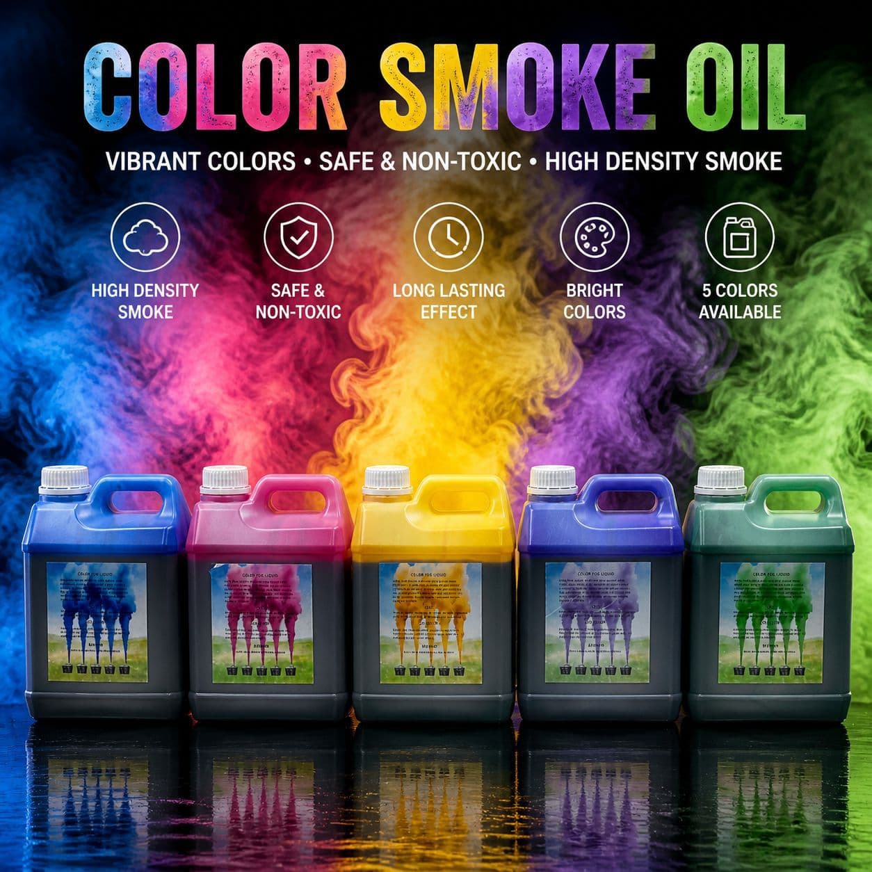 Multi-Color High-Concentration Stage Smoke Oil, Eco-Friendly Odorless Colored Smoke Fluid for Commercial Performance Special Effects