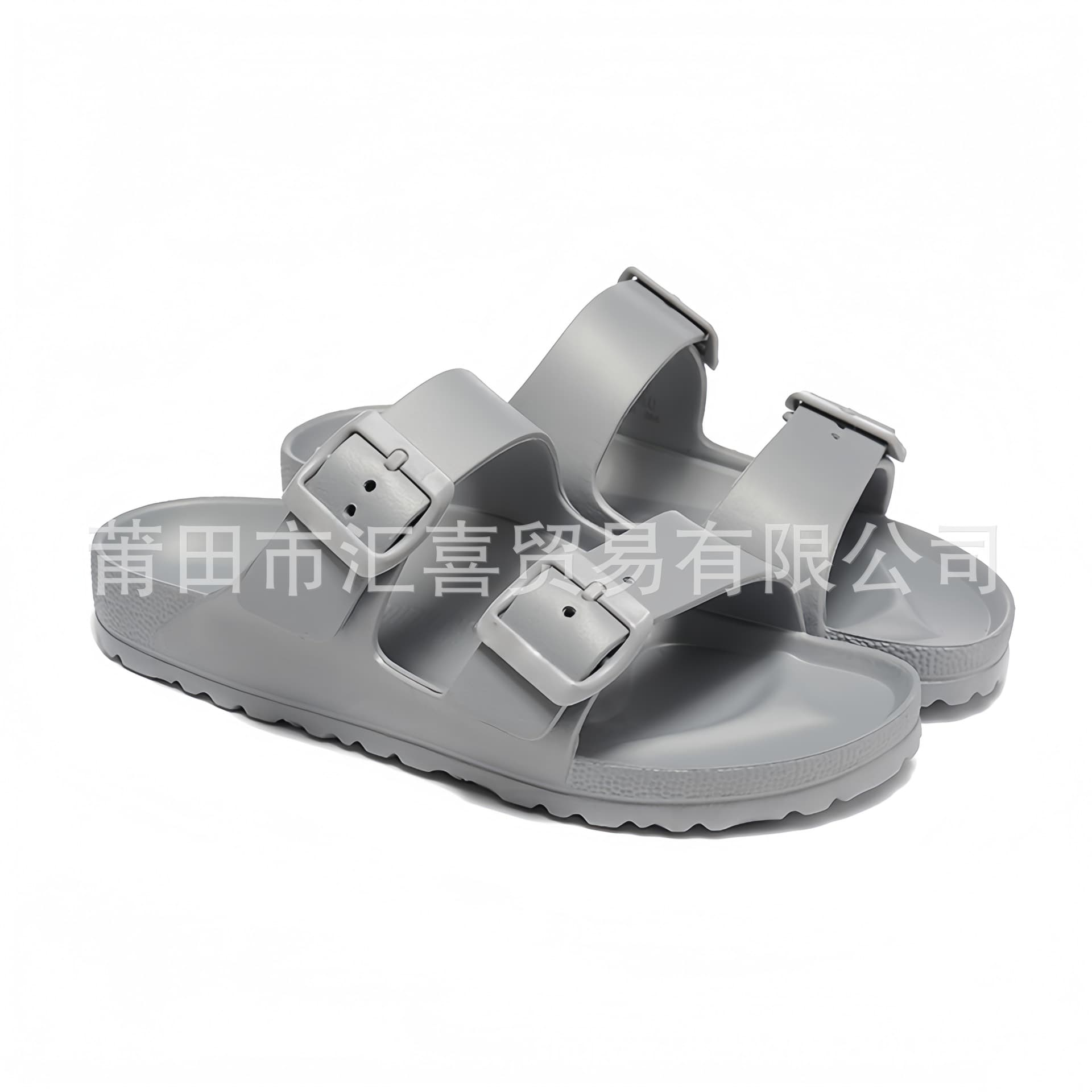 Summer EVA Flat Sandals Dual-Buckle EVA Slides Waterproof Anti-Slip Ultra-Light Beach Slippers Couple Shoes