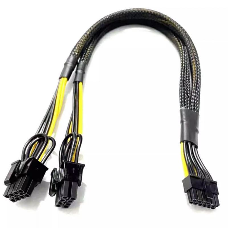 Mini 12P to Graphics Card Power Cable 12PIN to Dual 8PIN 6+2 GPU Cable with Mesh 18AWG