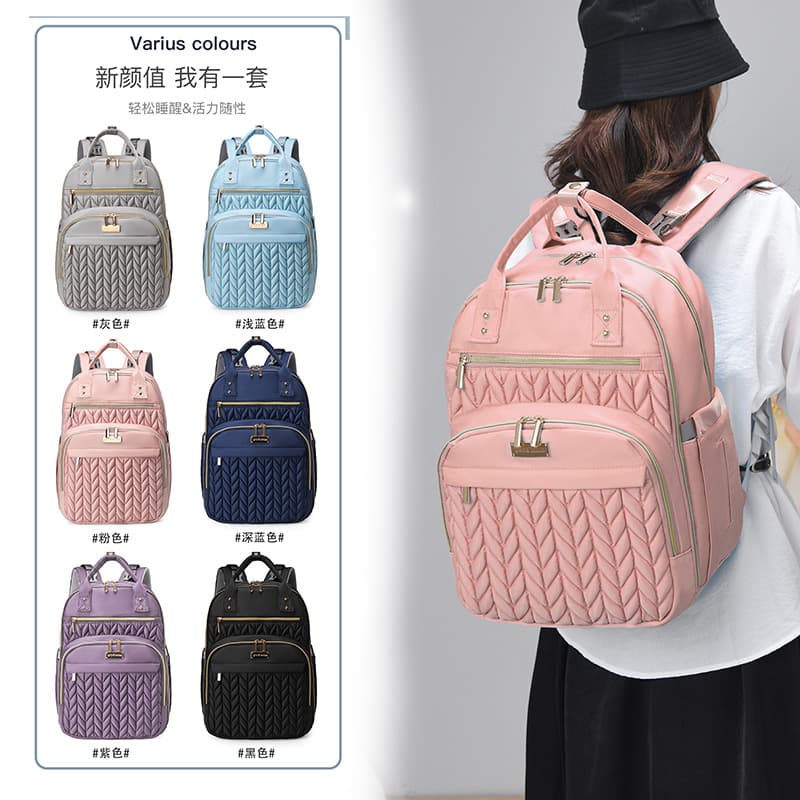Popular Mommy and Baby Bag, Cross-Border Diaper Bag, Large Capacity Fashionable Waterproof Baby Travel Backpack with Changing Pad
