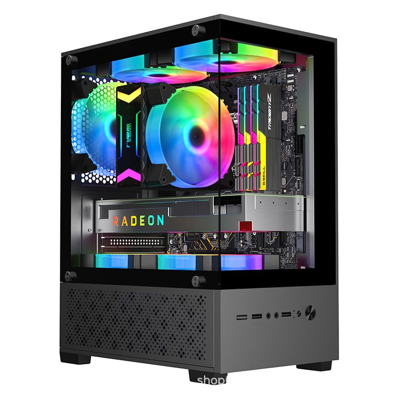 T8 Column-Free Aquarium-Style DIY PC Case for Desktop, MATX/Small-Mid Motherboard with Glass Side Panel