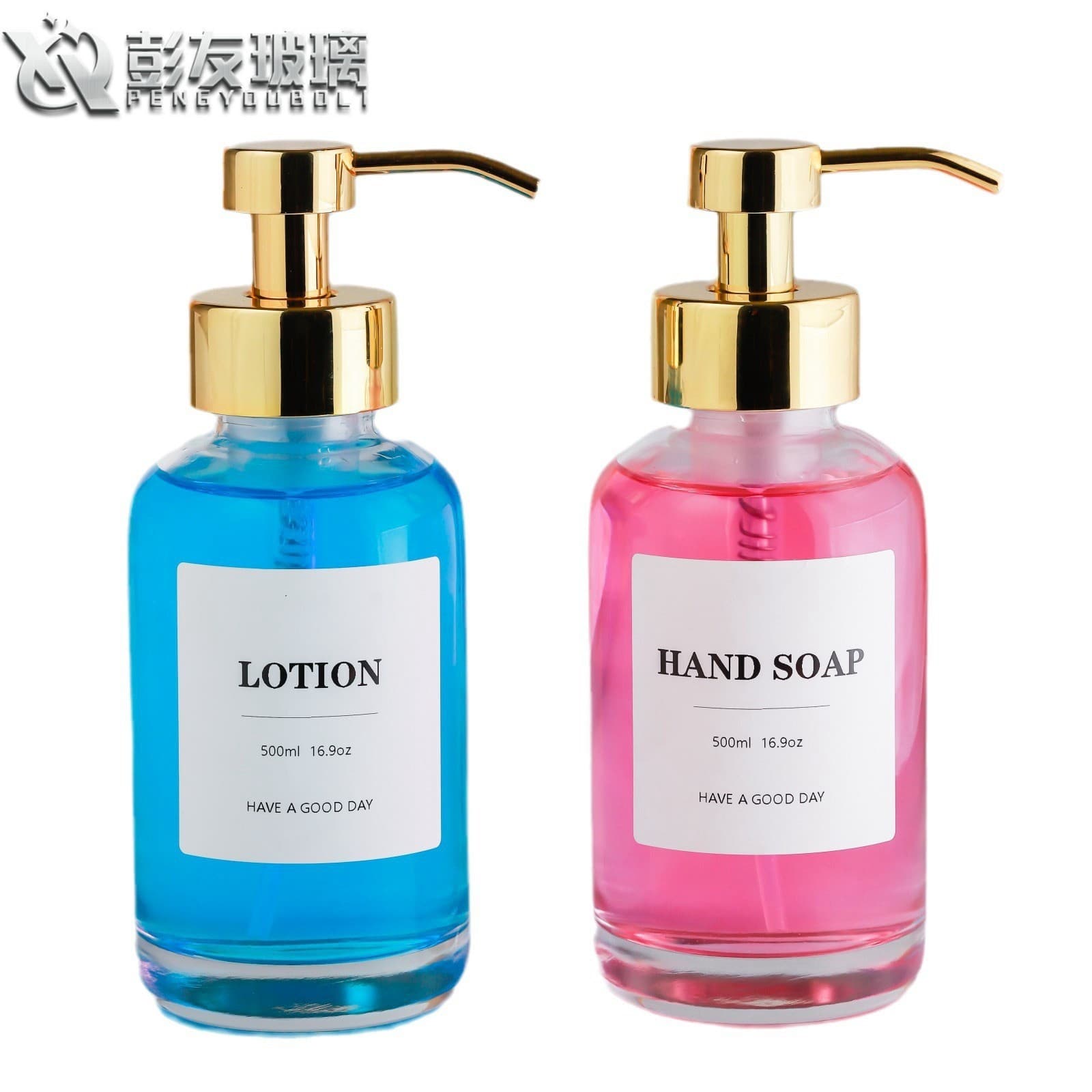 Factory Direct Supply Transparent Glass Soap Dispenser Kitchen 500ml Foam Stainless Steel Pump Head Bathroom Hand Sanitizer Bottle