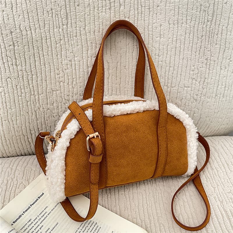 Autumn Winter Retro Suede Brown Handbag for Women 2026 New High-End Fleece Shoulder Crossbody Bag