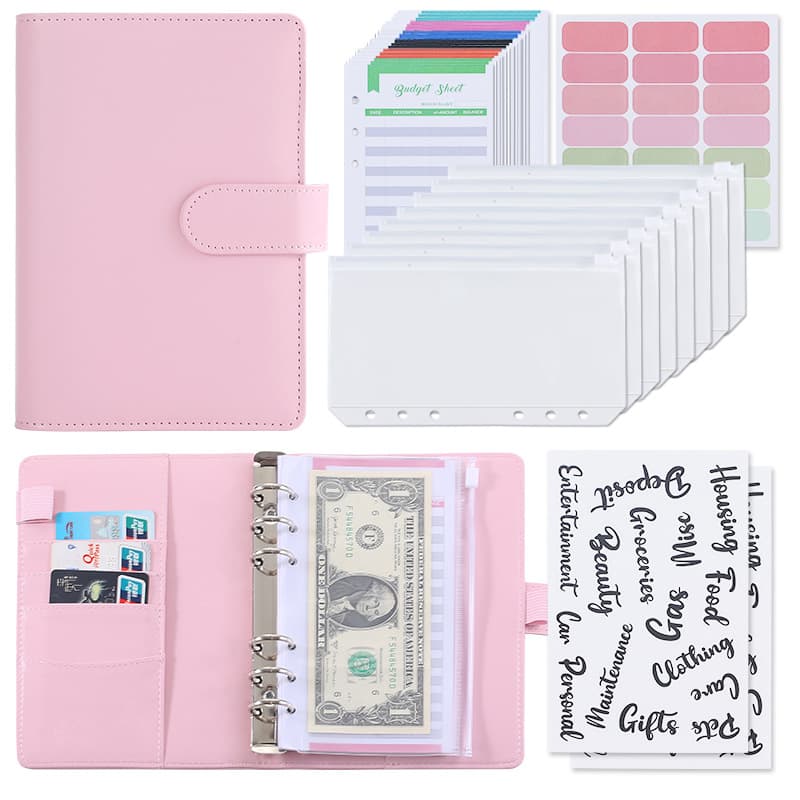 Cross-border macaron notebook A6 cash budget loose-leaf hand ledger money clip PU leather money saving book can put money