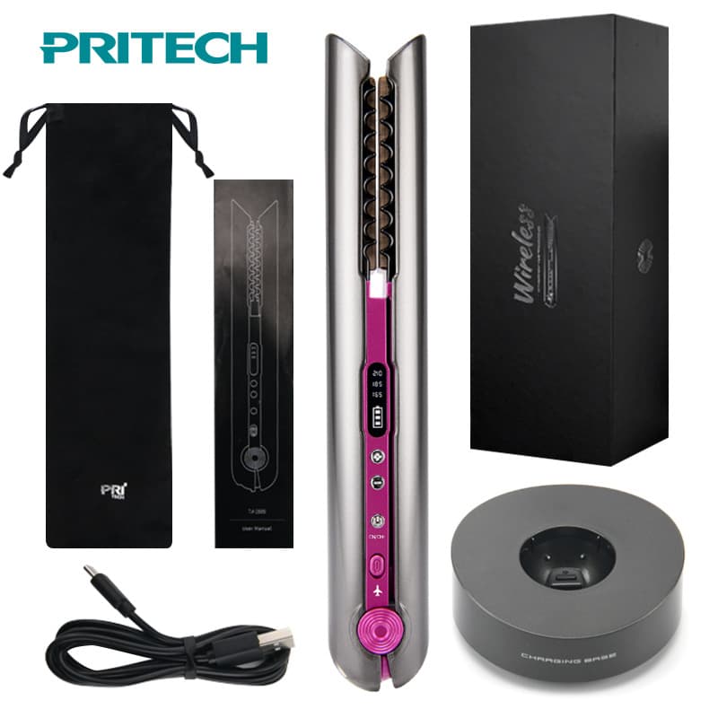 Portable Wireless Pritech Hair Straightener Curling Iron Multi-temperature Adjustable Constant Temperature Plate Hair Styling Tool