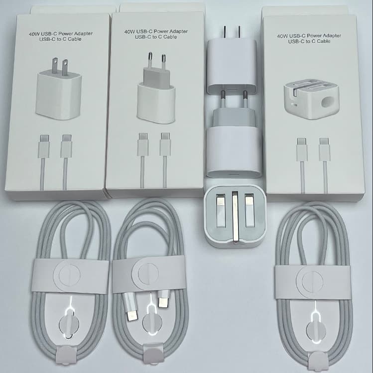 Cross-Border 40W UK Standard Charger, Universal Compatible Apple 16 Fast Charging Head, iPhone 16 Fast Charging Braided Cable Set