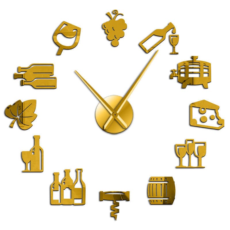 Frameless DIY Large Wall Clock Wine Theme Acrylic Wall Clock Living Room Home Decoration Silent Clock