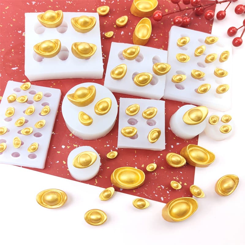 Gold Yuanbao Shaped Silicone Baking Mold Chocolate Sugar Art Dry Paste Cake Decoration Mold Modern Simple Style Transparent