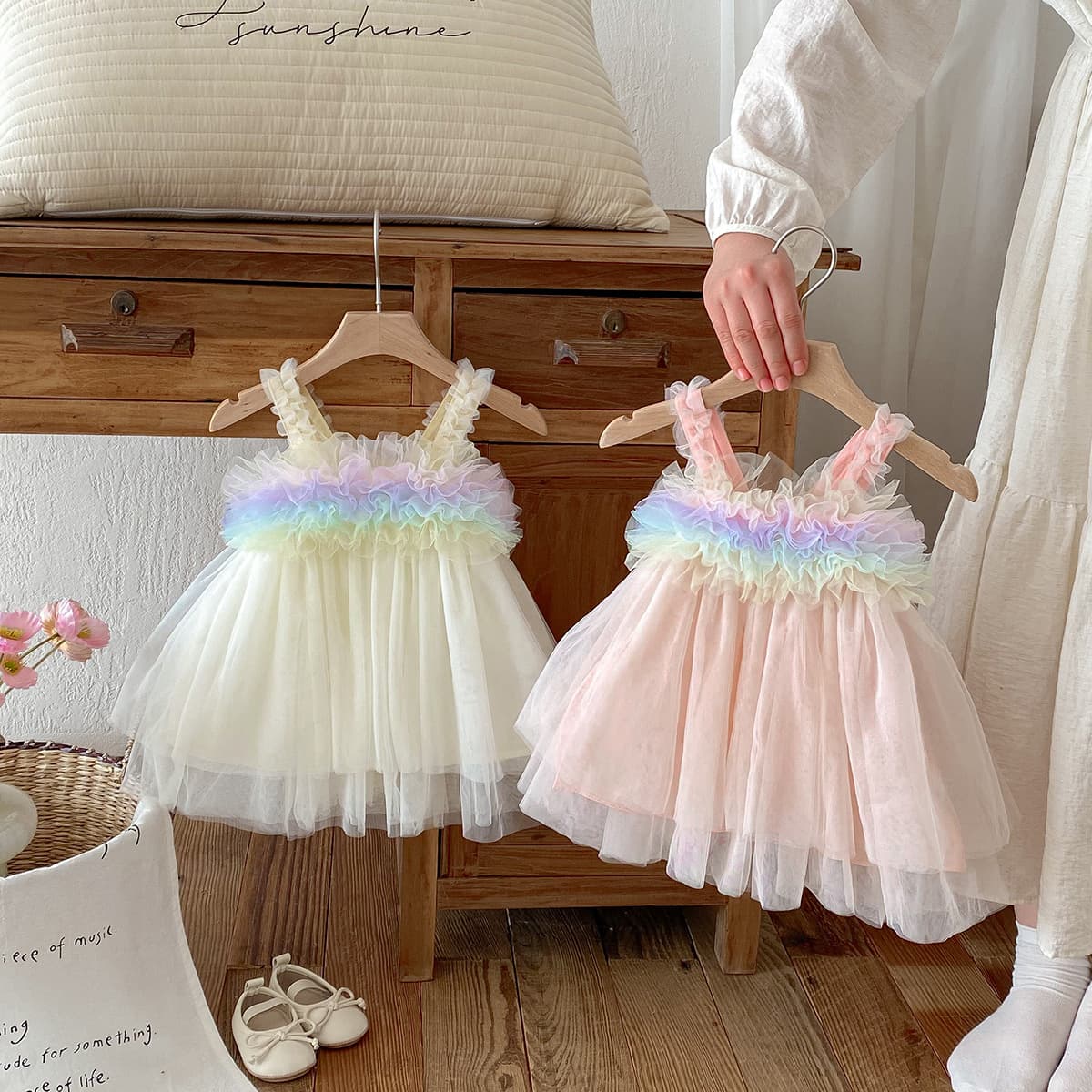 Dianxi girls mesh princess dress summer new baby girl gauze skirt 100th birthday photo dress