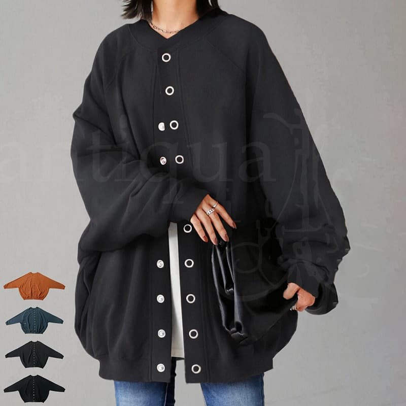 New Japan-Korea Style Spring/Fall Thick Jacket for Women, Loose Fit Baseball Jacket, Cross-Border New Design, Reversible Front and Back