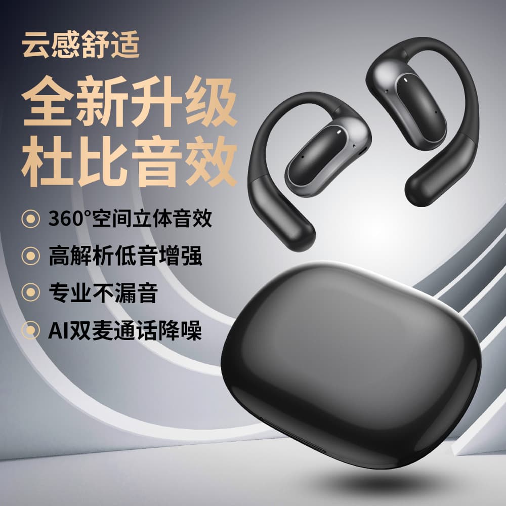 New OWS Open-Ear 5.4 Wireless Bluetooth Earphones with Ultra-Long Battery Life, Dual-Mic AI Noise Reduction for Sports