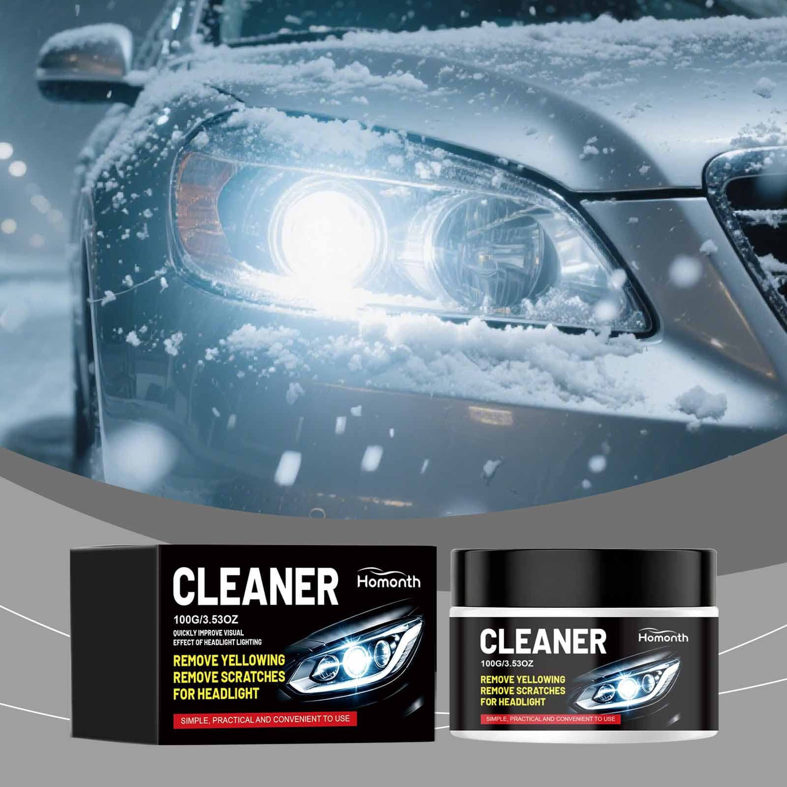 HOMONTH Car Headlight Cleaner - Gently Removes Oxidation, Cloudiness, Water Spots, and Surface Oil Grime