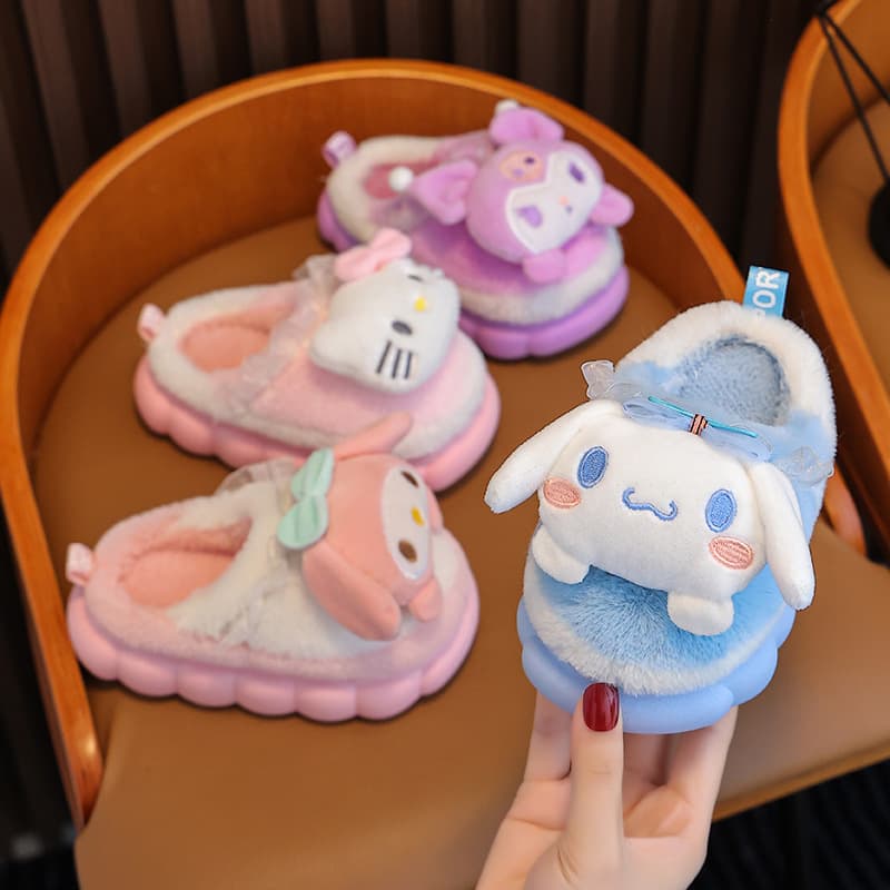 Adorable Cartoon Baby Girl Cotton Slippers Indoor Children's Shoes Anti-Slip Rubber Bottom for Toddlers And Kids in Autumn Winter