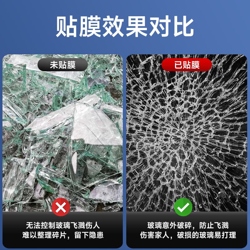 Bank glass explosion-proof film, 12mil for shower rooms, balconies, home windows, and bathrooms, transparent thickened safety film.