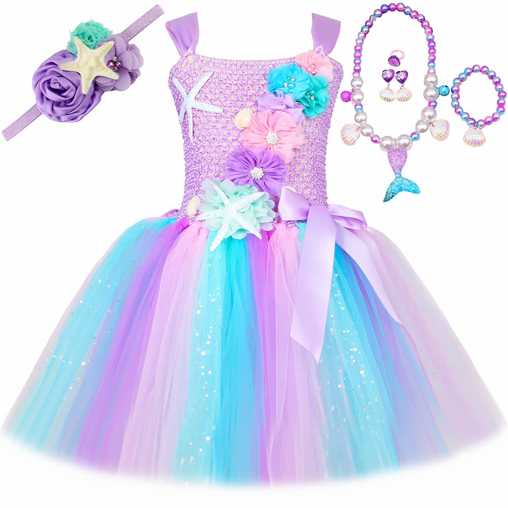 Girls Cross-Border Dress Ariel Mermaid Princess Dress Festival Performance Costume Children's Tulle Tutu Skirt