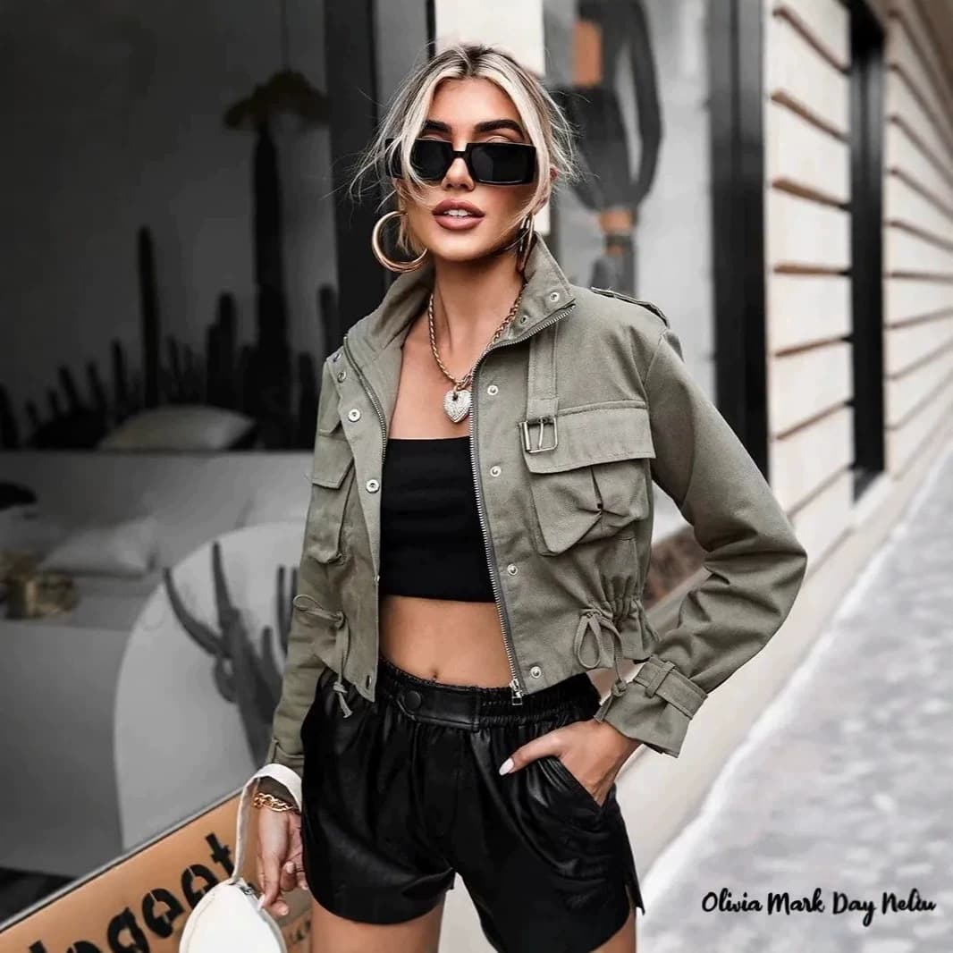 2026 Best-selling Spring/Autumn Women's New Long-Sleeve Stand-Collar Motorcycle Style Jacket Short Fashion Versatile Coat