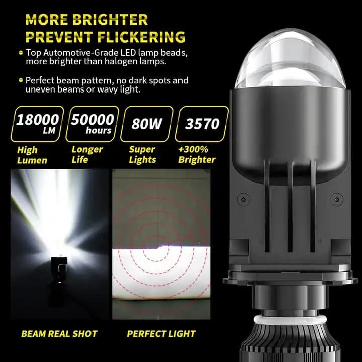 Factory Direct A82 Car LED Dual Beam Lens Headlight H4 with Built-in Laser Matrix Headlamp