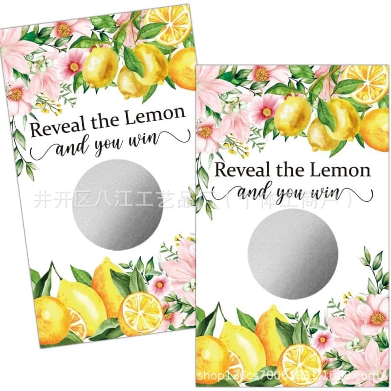 Lemon Theme Game Scratch Cards for Engagement Party, Bachelor Party, Bridal Shower Decoration Game Scratch Off