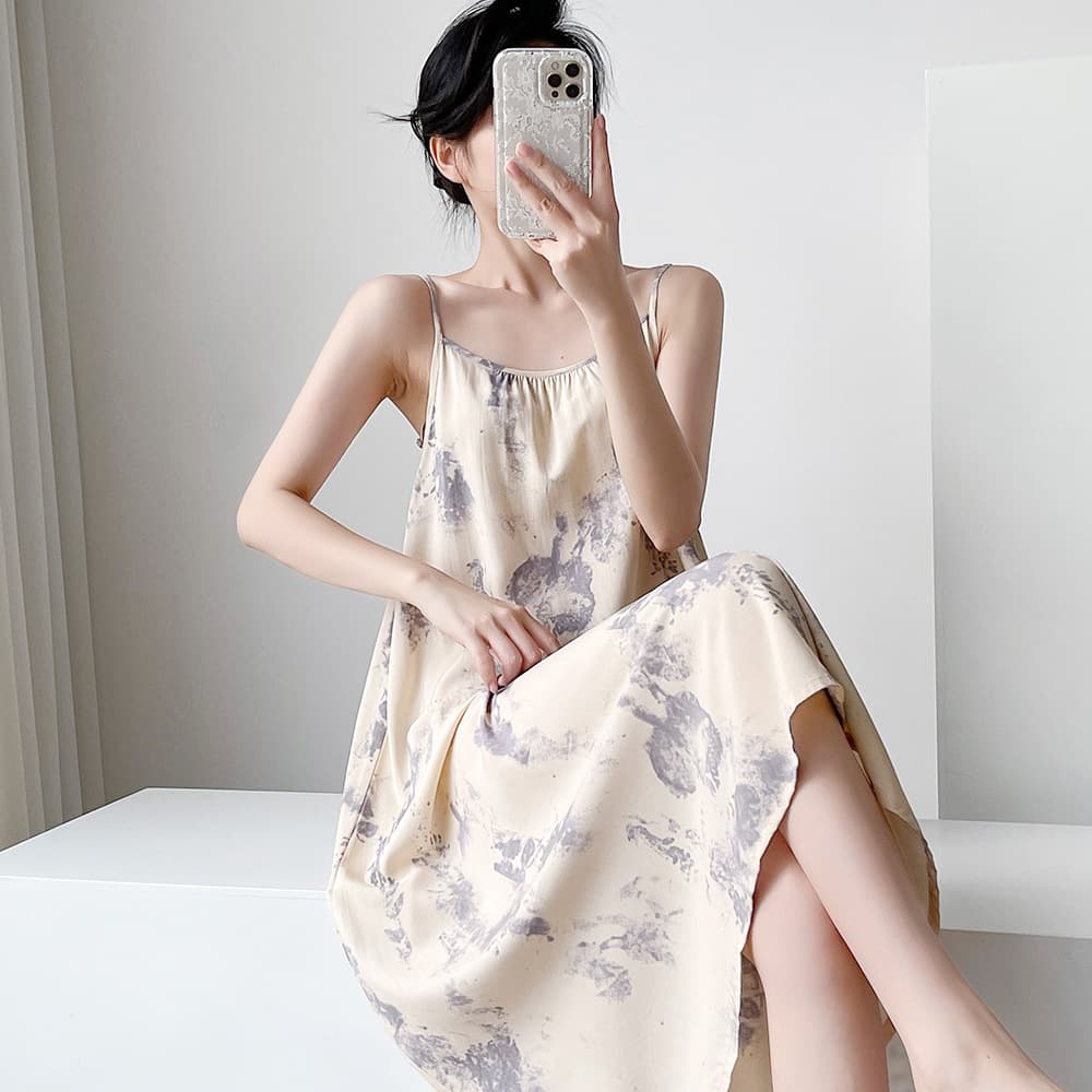 Cotton Silk Nightgown for Women, Summer Sleeveless Dress, Plus Size Outerwear, Maternity Dress, Casual Rayon Home Wear