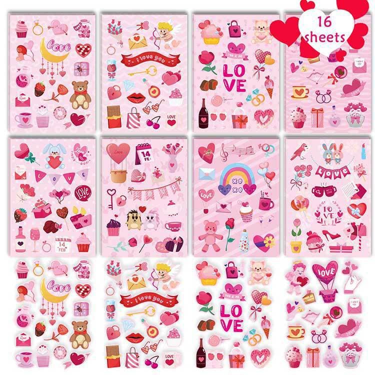 Valentine's Day Heart Stickers, Kids Valentine Heart Stickers, Valentine Love Decoration Stickers Gift Decor