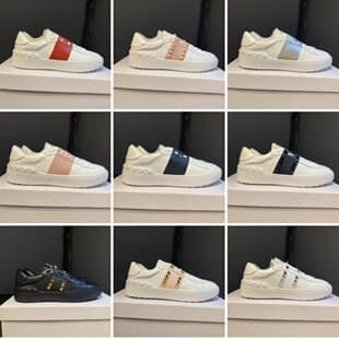 2026 Spring/Summer/Autumn/Winter Four Seasons V Brand Genuine Leather Studded White Sneakers, Casual Versatile Couple V Brand Height-increasing Cross-border