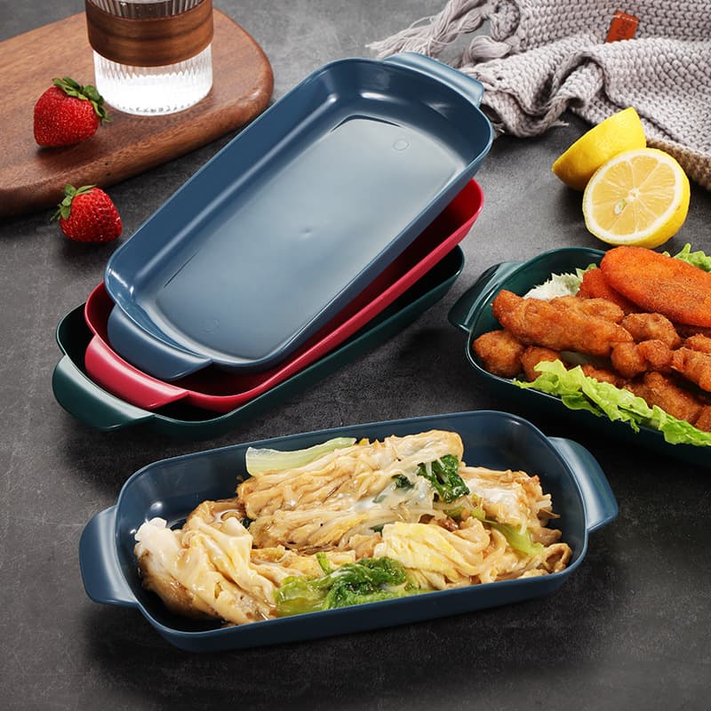Binaural Soup Bowl Plate Fruit Plate Rice Bowl Long Plate Salad Plate Fruit and Vegetable Pagoda Plate Deep Household Dish