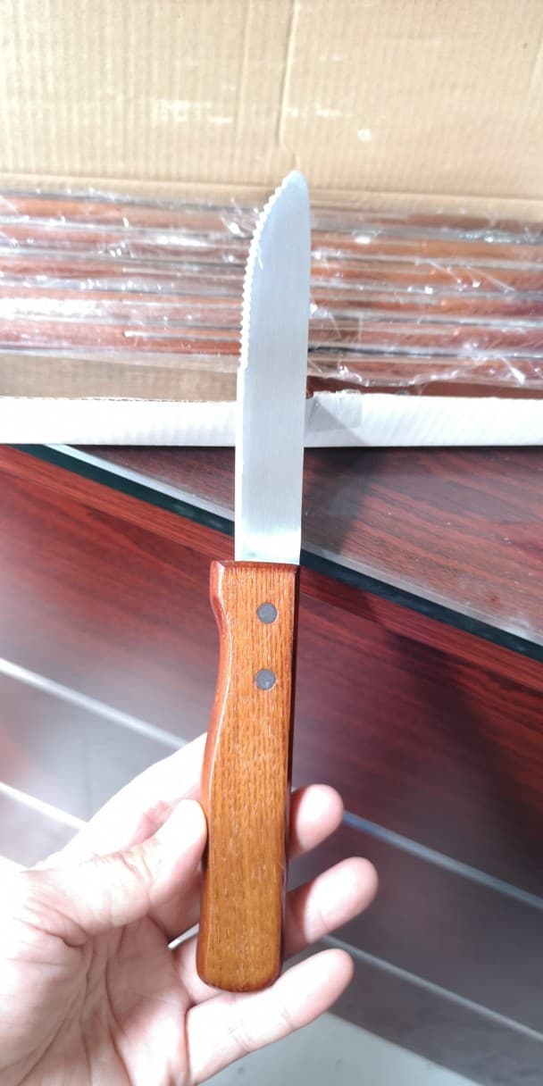 Wooden Handle Steak Knife Steak Knife Western Dining Knife Wooden Handle Cutlery Factory Stock Clearance Non-Returnable No Exchange