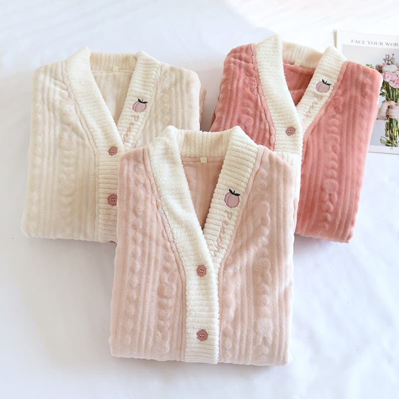 Plus Size Maternity Pajamas Autumn Winter Pregnant Women Sleepwear Postpartum Nursing Flannel Thick Two-Piece Set for Hospital