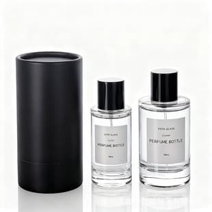 In Stock 30ml 50ml 100ml Transparent Cylindrical Glass Perfume Bottle with Snap Spray and Cardboard Box