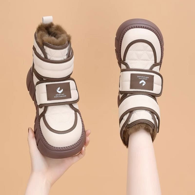 Northeast Women's Snow Boots Fleece-Lined Thick Large Cotton Shoes 2024 New Winter Cold Resistant Warm Waterproof Anti-Slip Puffer Shoes