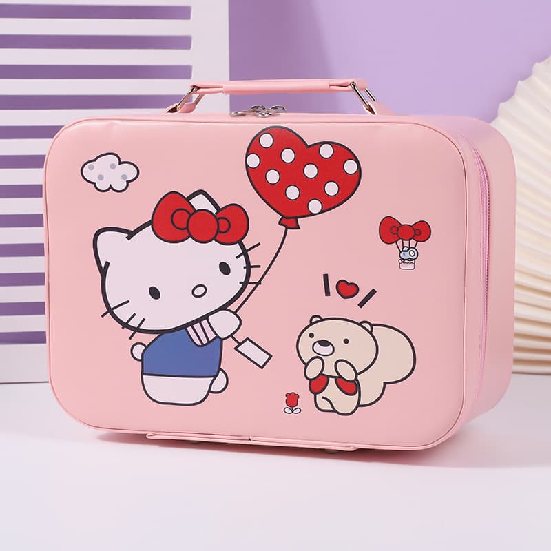 Cute Kuromi Makeup Bag Large Capacity with Mirror Portable Waterproof Cosmetic Storage Bag High Appearance Custom