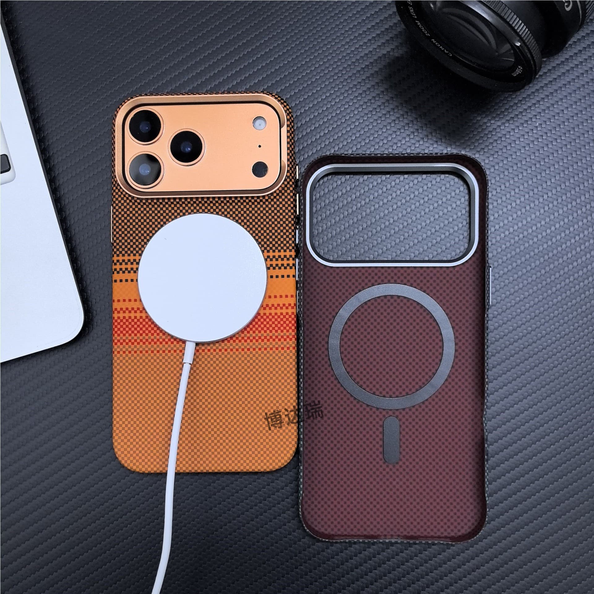 Compatible with iPhone 17 Pro Max Kevlar Carbon Fiber Texture Magnetic Phone Case for iPhone 16 Shockproof Protective Cover