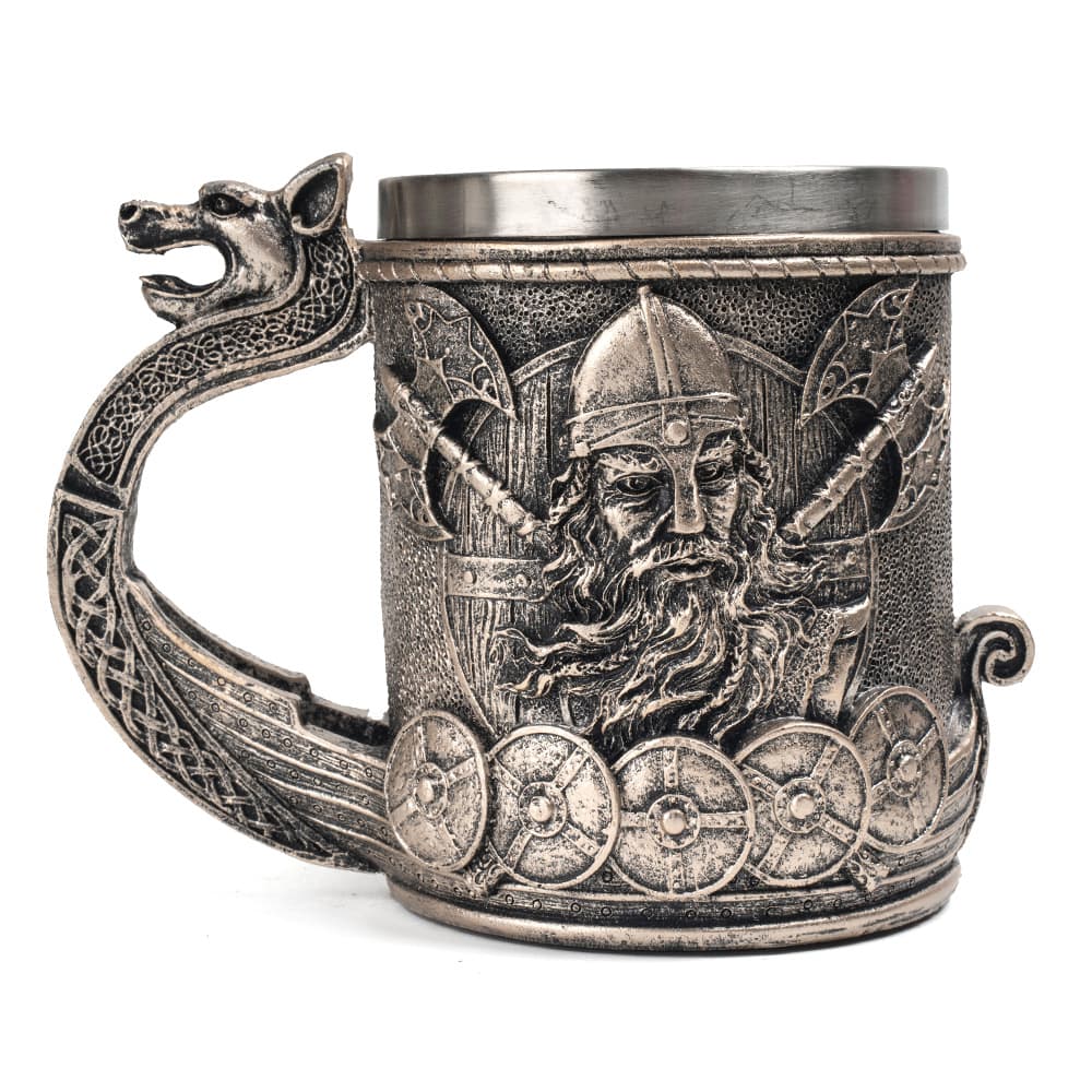 European and American medieval Viking pirate beer mugs creative large-capacity mugs embossed stainless steel bar beer mugs