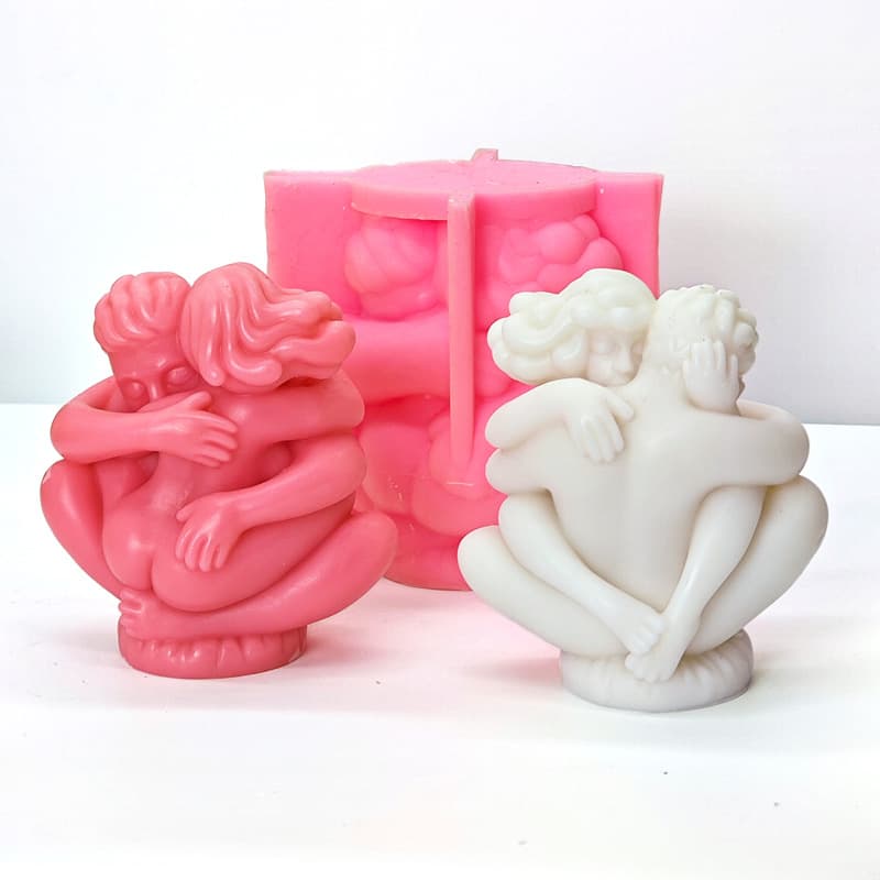 Couple hugging scented candle silicone mold diy human body plaster statue ornaments handmade soap glue abrasives