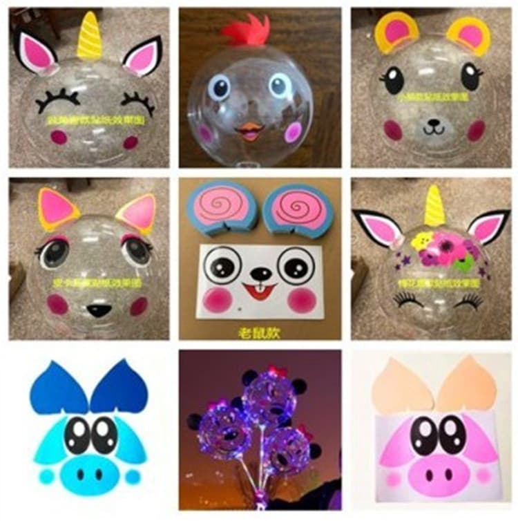 Bobo Balloon Cartoon Minnie Mickey Piggy Sticker Unicorn Animal Balloon Accessories Lantern Sticker Wholesale