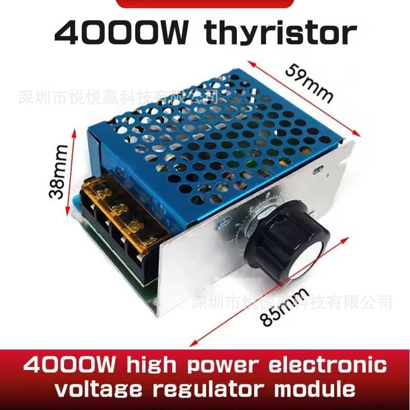 4000W Imported High Power Thyristor Electronic Voltage Regulator Dimmer, Speed & Temperature Control with Fuse Housing