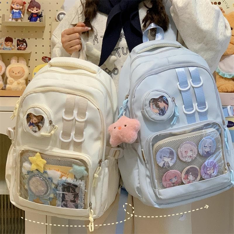 2026 New Cute College Style College Student Transparent Solid Color Backpack Bar Pain Bag Junior High School Niche Backpack