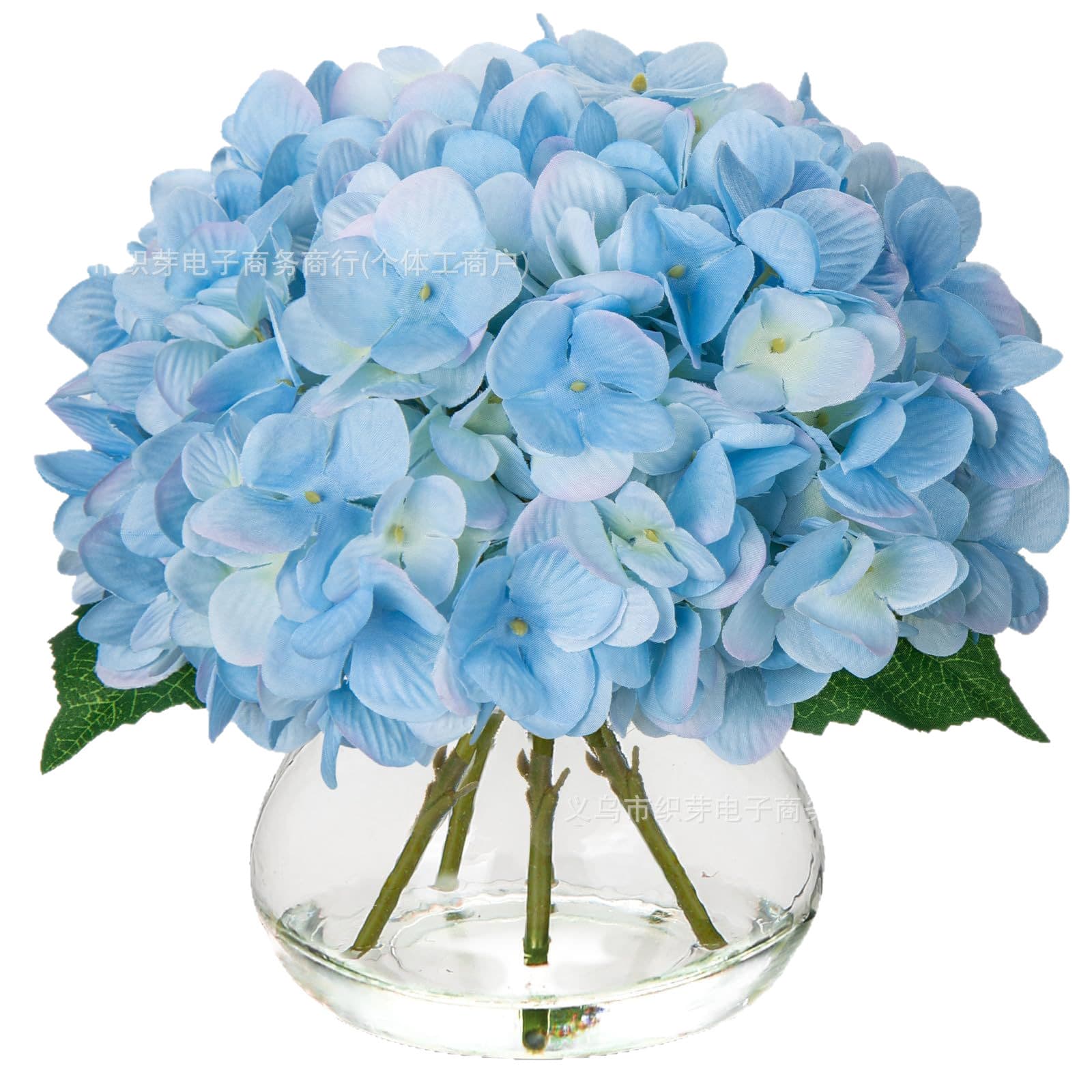 Artificial Hydrangea Flowers in Fake Water Glass Bottle Simulation Flowers for Wedding Decoration