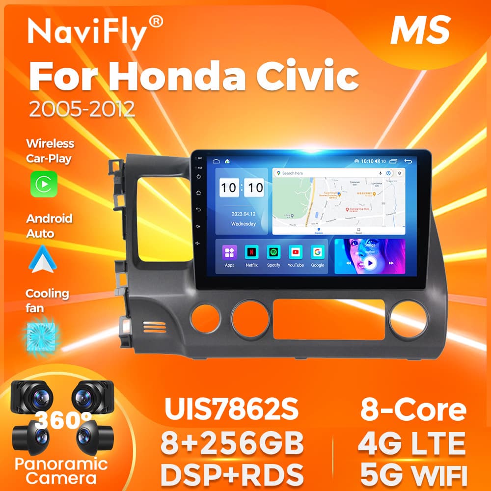 For Honda Civic 2005-12 10-inch Android system Bluetooth rearview Carplay navigation unit